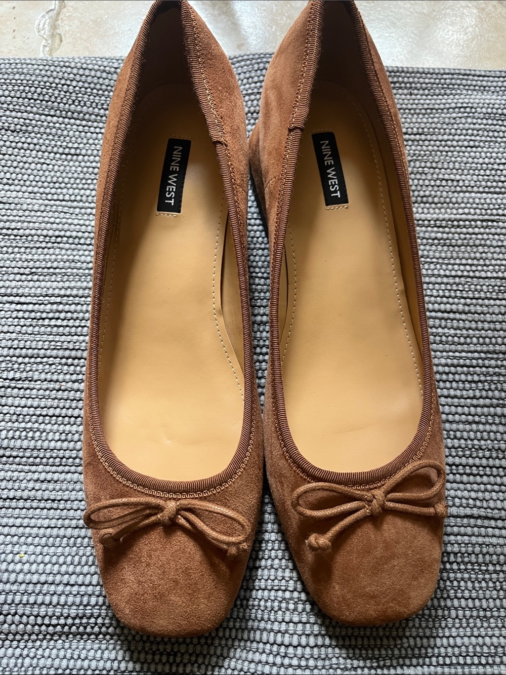 Nine West Brown Suede Bow Flats